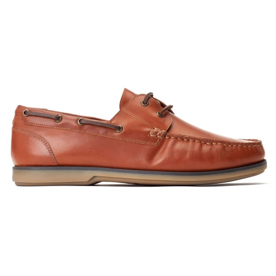 Base London Stern Leather Men's Burnt Tan Boat Shoes - Image 5