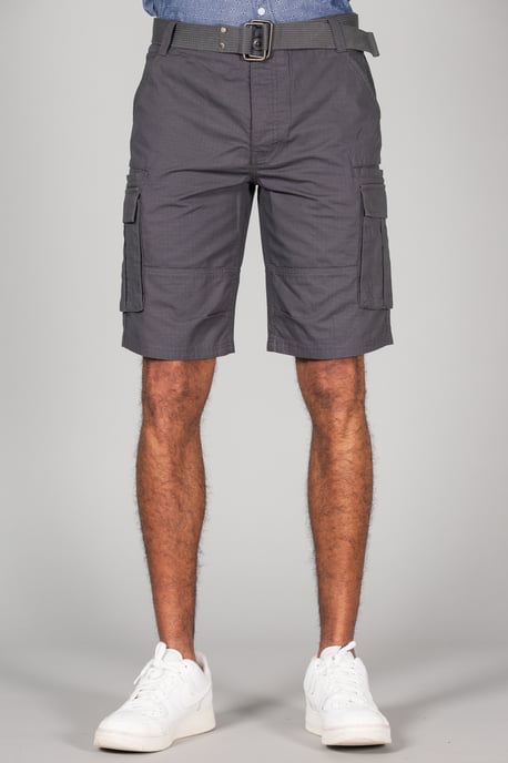 Grey Cotton Cargo Shorts