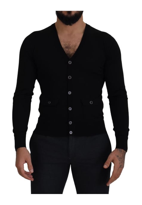 Suéter de punto negro de lana para hombre de Dolce & Gabbana - Image 1