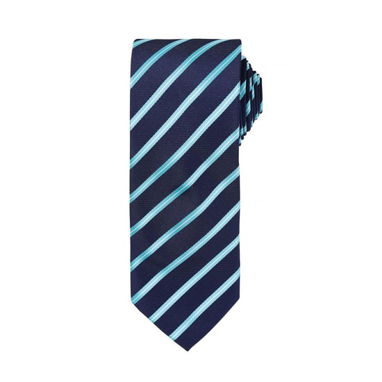 Premier Mens Stripe Tie (Navy/Turquoise) - Image 1