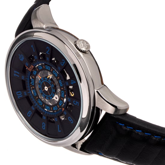 Reign Monterey Skeletonized Leather-Band Watch