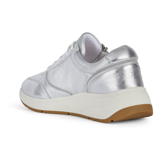 Geox D Cristael E Faux Leather Women's Silver Trainers - Image 6