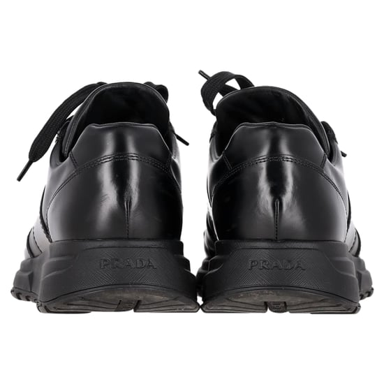 Prada Prax 01 Lace-Up Low-Top Sneakers in Black Calfskin Leather - Image 4