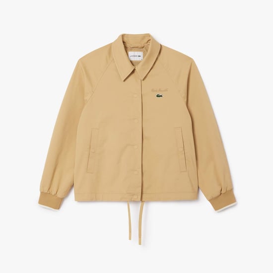 Women's Lacoste Oversized Jacket With Chest Embroidery in Beige