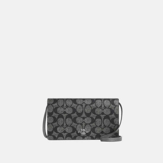Anna Foldover Clutch Crossbody in Metallic Signature Canvas