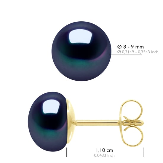 Earrings - Yellow Gold 750 ( 18 Carats Real Cultured Freshwater Pearls Button 8-9 mm - Image 2