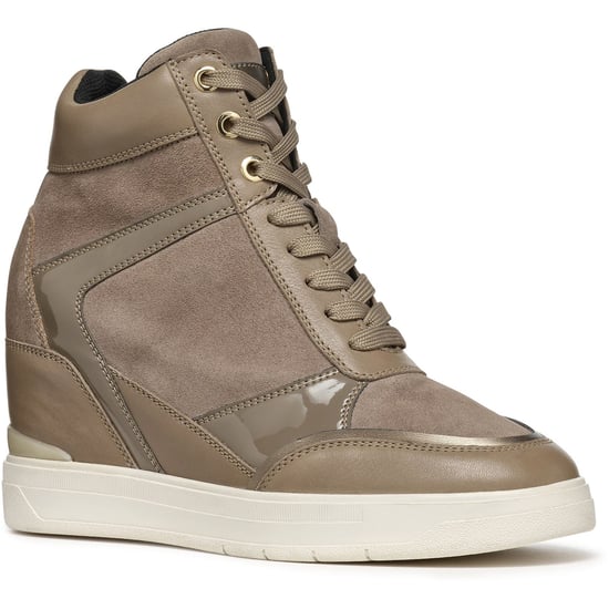 Geox D Maurica Leather Women's Dark Taupe Trainers - Image 1
