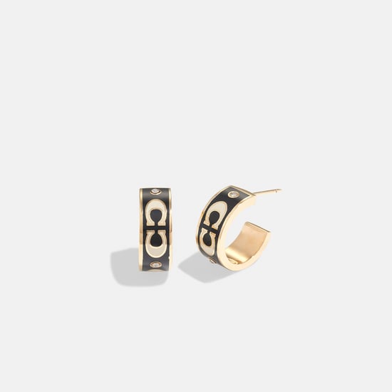 Kissing C Small Enamel Huggie Earrings - Image 1