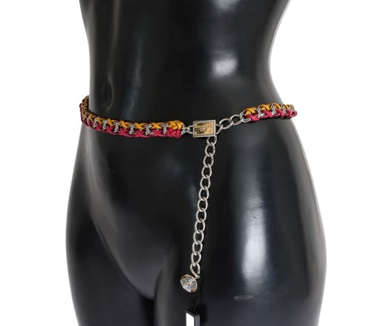 Cinturón de Cuero Rojo y Amarillo con Cristales de Dolce & Gabbana - Image 2