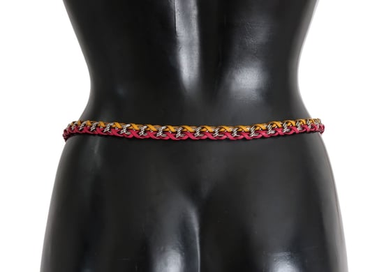 Cinturón de Cuero Rojo y Amarillo con Cristales de Dolce & Gabbana - Image 3