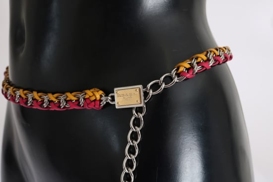 Cinturón de Cuero Rojo y Amarillo con Cristales de Dolce & Gabbana - Image 4