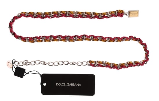 Cinturón de Cuero Rojo y Amarillo con Cristales de Dolce & Gabbana - Image 5