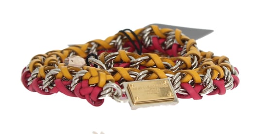 Cinturón de Cuero Rojo y Amarillo con Cristales de Dolce & Gabbana - Image 6
