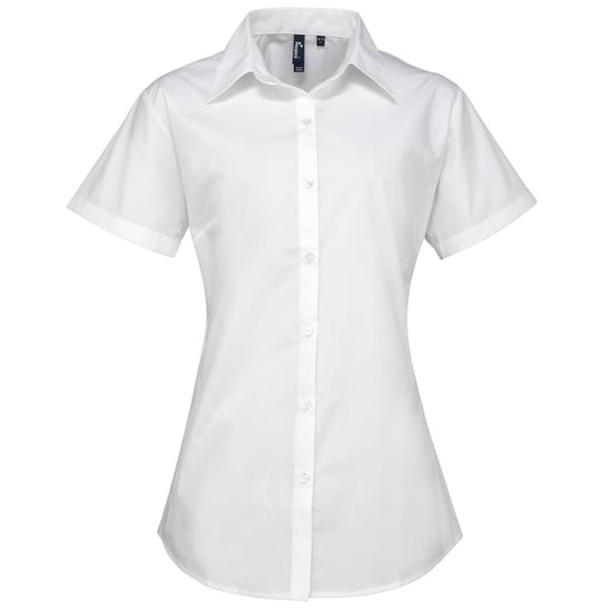 Premier Womens/Ladies Supreme Poplin Short-Sleeved Shirt (White) - Image 1