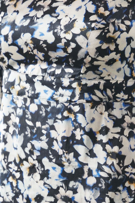 Floral Print High Neck Satin Midi Dress