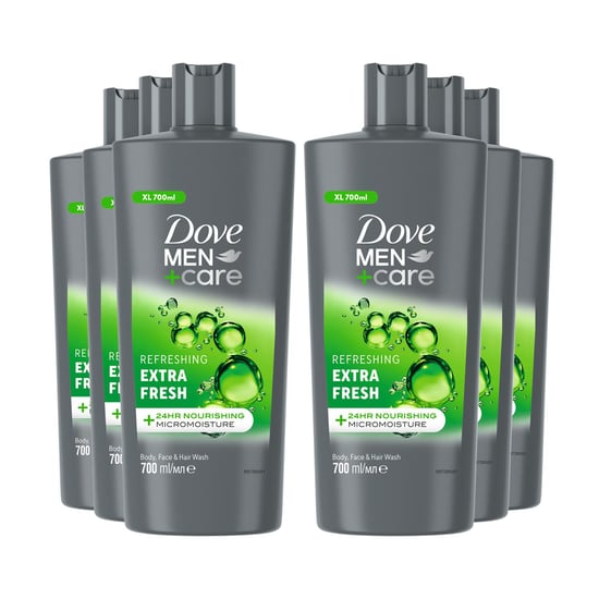 Dove Men+Care 3-in-1 Body, Face & Hair Wash Refreshing Extra Fresh 700ml, 6 Pack