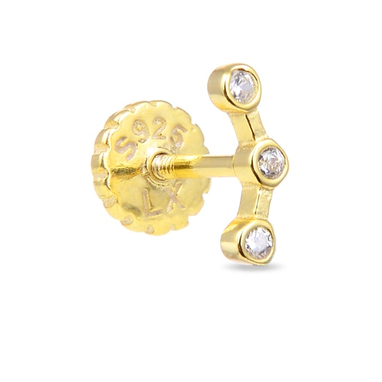 Piercing Luxenter, qant de plata de ley 925 y circonita brillante con acabado en baño de oro amarillo de 18 quilates - Image 1