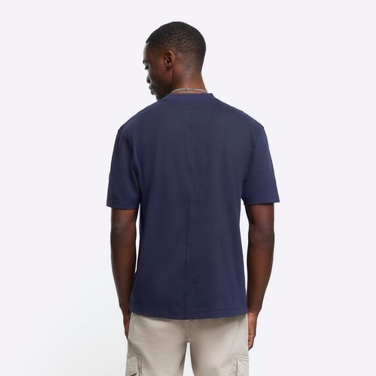 River Island Mens T-Shirt Navy Ri Studio Regular Fit