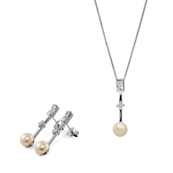 Orphelia 'Maxime' Women's 925 Sterling Silver Set: Chain-Pendant + Earrings - Silver SET-7514 - Image 1