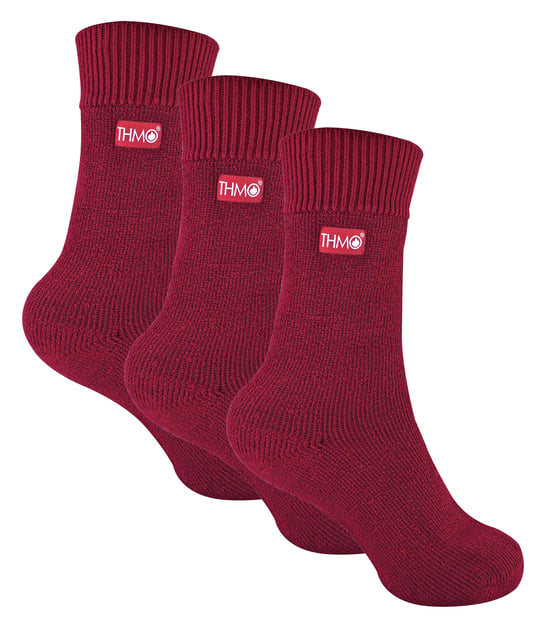 3 Pares Multipack Niños Calcetines Térmicos | THMO | Ribbed Soft Top Fleece Fluffy Inner Warm Socks for Boys & Girls - Fucsia - Image 1