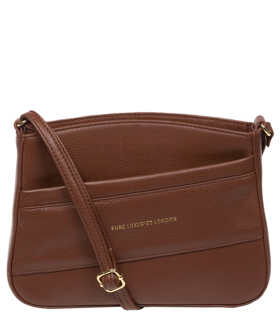 'Helena' Dark Tan Nappa Leather Cross Body Bag