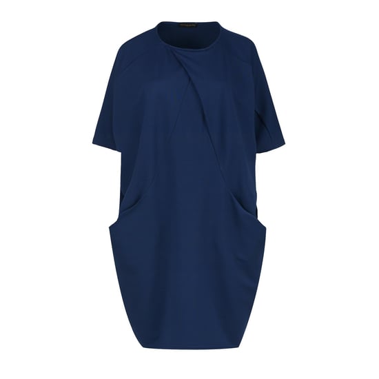 Vestido azul de punto di Roma con mangas murciélago - Image 2