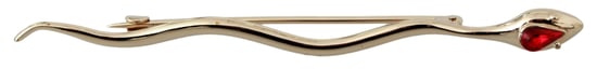 Pin de solapa dorado de latón con serpiente y cristal rojo de Dolce & Gabbana - Image 1
