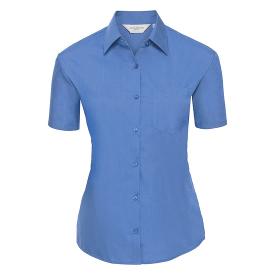 Russell Collection Ladies/Womens Short Sleeve Poly-Cotton Easy Care Poplin Shirt (Corporate Blue) - Image 1