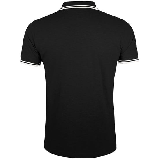 SOLS Mens Pasadena Tipped Short Sleeve Pique Polo Shirt (Black/White)