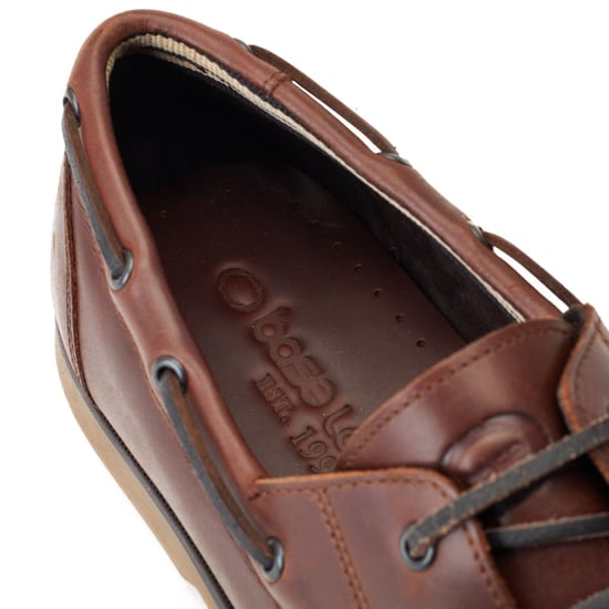 Base London Stern Leather Men's Burnt Brown Boat Shoes - Image 4