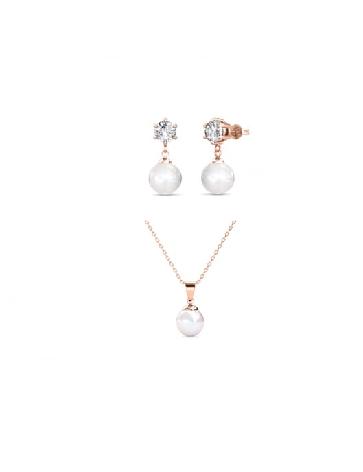Conjunto de perlas Pauline Full Moon - Oro rosa y cristal - Image 1