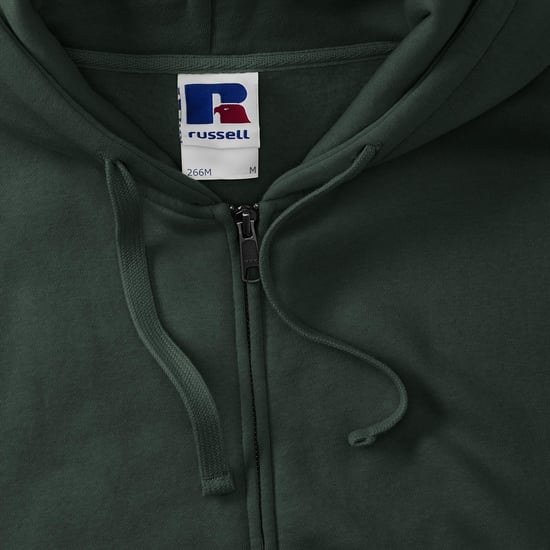 Russell Mens Authentic Full Zip Hooded Sweatshirt / Hoodie (Bottle Green) - Image 4