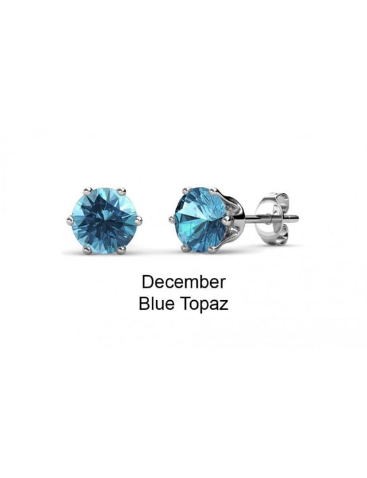 Pendientes de diciembre con piedra de nacimiento - Plata y azul - Image 3