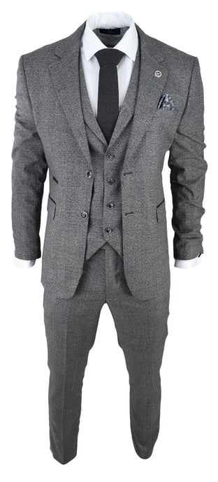 Traje de tres piezas gris para hombre, traje de boda clásico a medida con cuadros Príncipe de Gales - Image 2