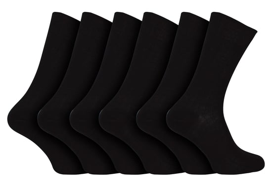 100% Algodón Egipcio Calcetines para Hombre | 6 Pares | Calcetines de canalé sin costuras Negro Avaliable en 3 Tamaños - Negro - Image 1