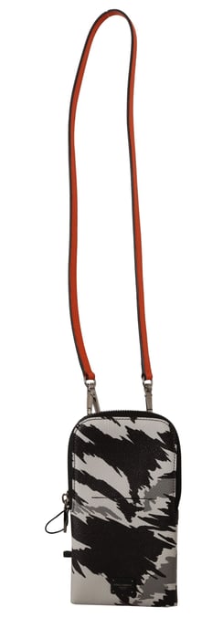 Dolce & Gabbana Men's Gray Leather Cross Body Neck Strap Card Pocket Wallet