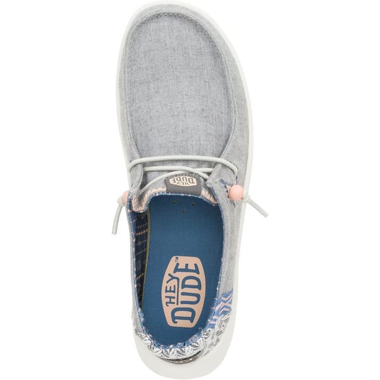 HEYDUDE Wendy Peak Chambray Woven Polyester Women's Grey Loafers - Image 4