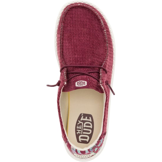 HEYDUDE Wendy Corduroy Leo Polyester Women's Burgundy Loafers - Image 4