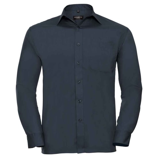 Russell Collection Mens Classic Polycotton Long-Sleeved Shirt (French Navy) - Image 1