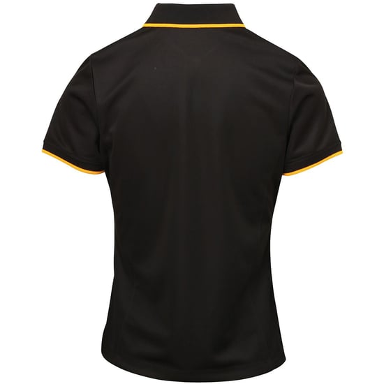 Premier Womens/Ladies Contrast Coolchecker Polo Shirt (Black/Sunflower) - Image 2