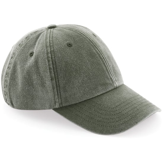 Beechfield Unisex Low Profile Vintage Denim-Look Cap (Vintage Olive)