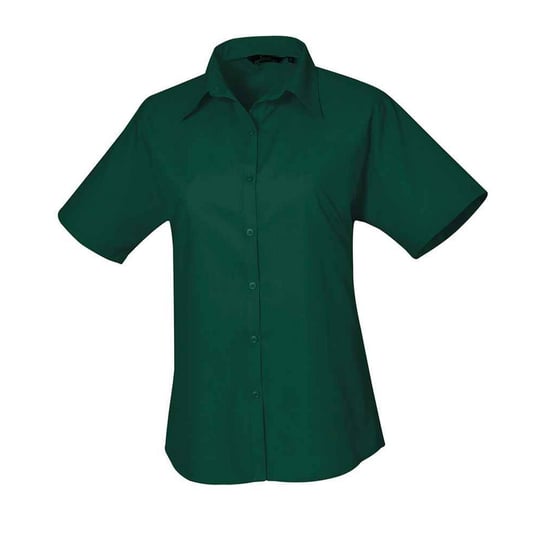 Premier Womens/Ladies Poplin Short-Sleeved Blouse (Bottle Green) - Image 1
