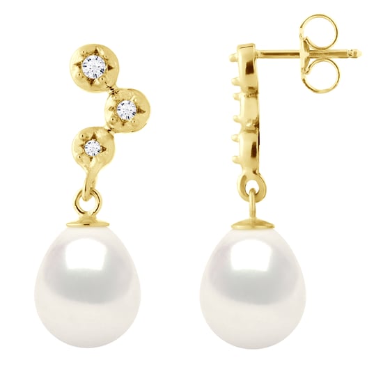 Earrings Prestige - Diamonds 0,12 Cts  - Quality HSI - Yellow Gold - Image 1