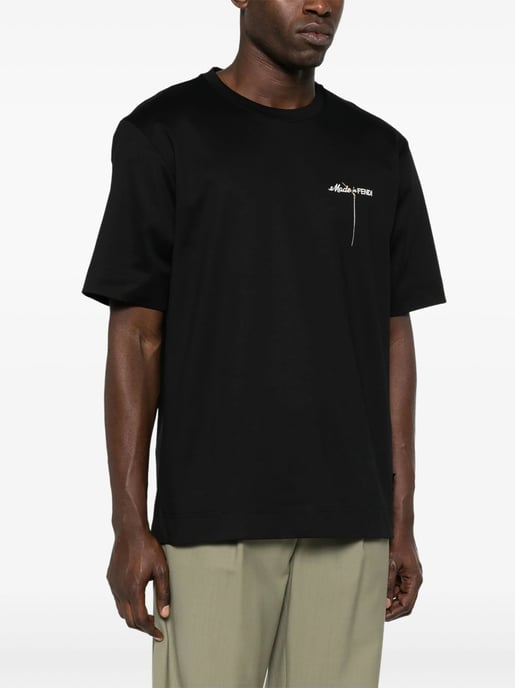 Fendi Made in Fendi Camiseta Bordada con Logotipo en Negro - Image 3