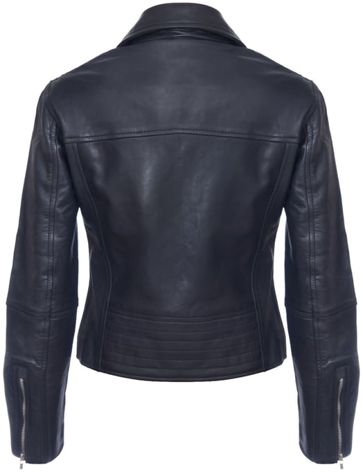 Womens Leather Retro Biker Jacket-Madeley