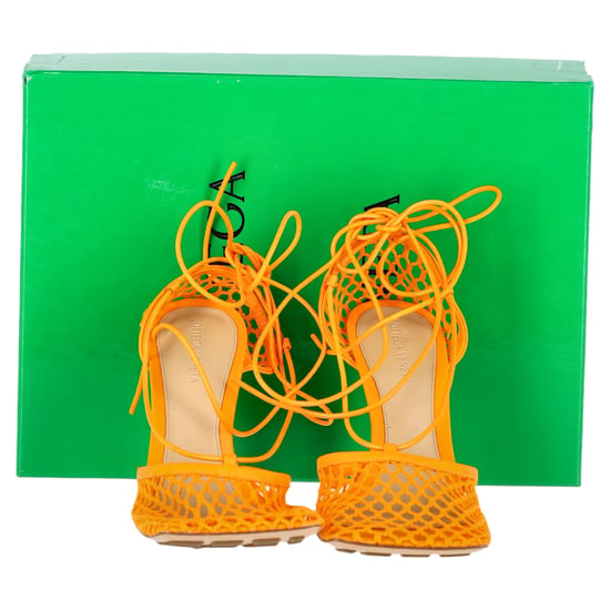 Bottega Veneta Stretch Lace Up Sandals in Orange Leather - Image 2