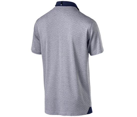 Puma Diamond Jaquard Grey/Navy Performance Fit Mens Golf Polo Shirt 576125 01