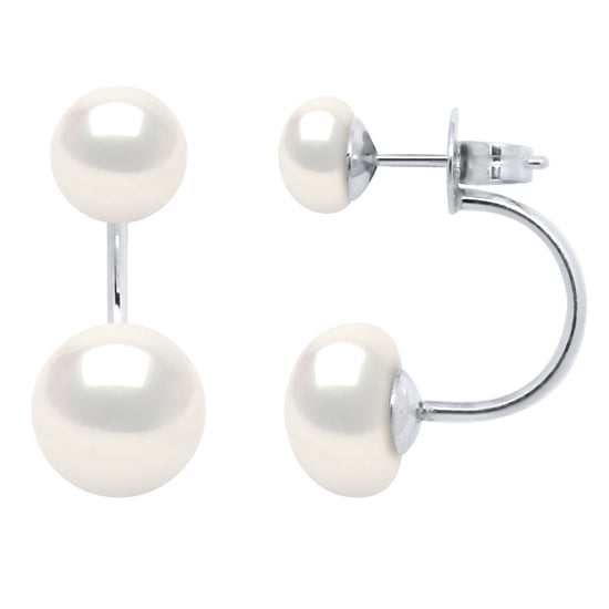 Earrings Duo Real Cultured Freshwater Pearls Button 6 and 9 mm - Image 1