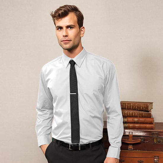 Premier Mens Premier Poplin Long-Sleeved Formal Shirt (White) - Image 2