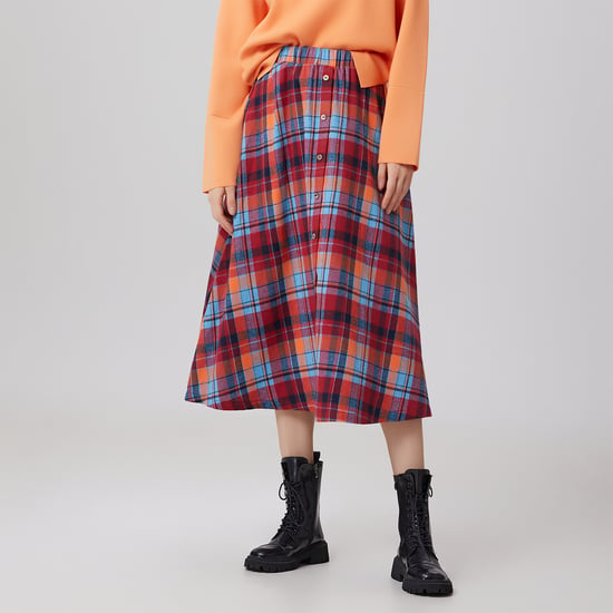 Check trapeze skirt - Image 1